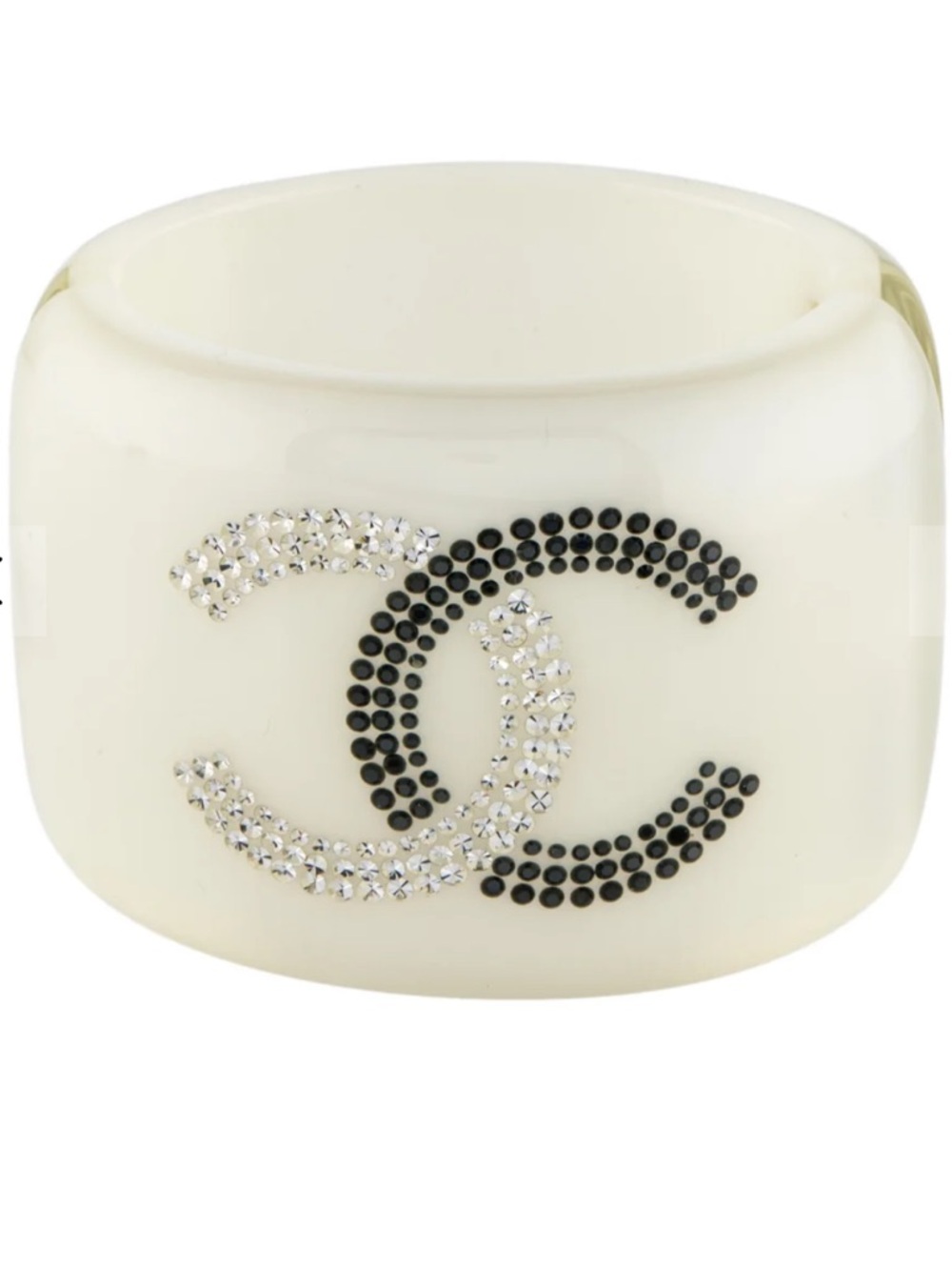 Rare CHANEL  2010 Pearlescent Resin & Crystal Cuff Bracelet